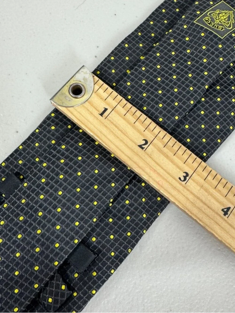 Gucci Silk Tie Gray Yellow Micro Dot Pattern Designer Luxury Necktie